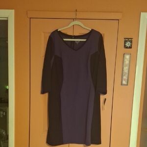 Chic Long Sleeve Women's Dress in Purple and Black
